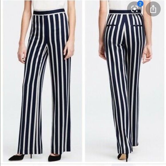 Ann Taylor Pants - Ann Taylor Woven High Rise Wide Leg Striped 4